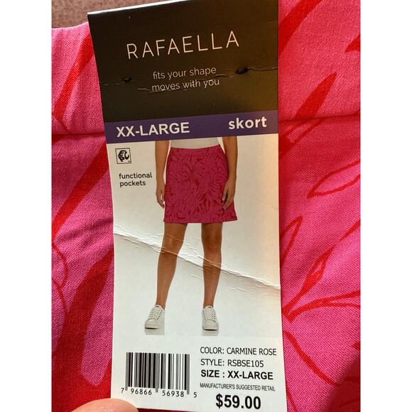 🏃♀️ Rafaella Athletic Skort 2XL | Pink Floral | Pockets | NWT Stretchy - Picture 7 of 8